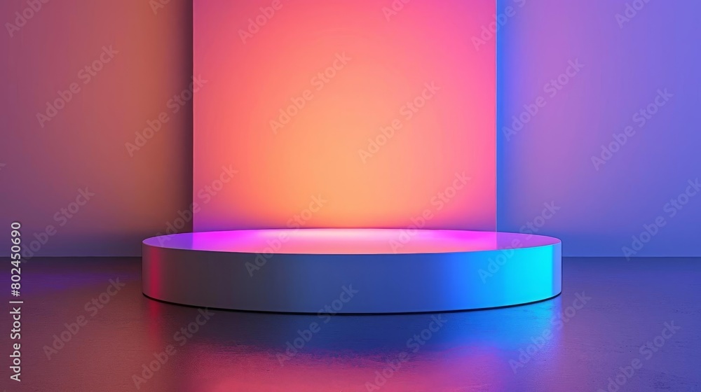 Modern 3D rendered podium on a gradient background, perfect for product launches and hightech gadget displays Modern 3D rendered podium on a gradient background, perfect for product launches and hightech gadget displays