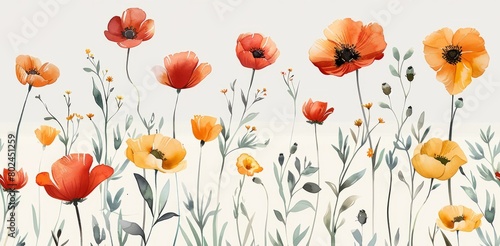 simple floral background with field of poppies