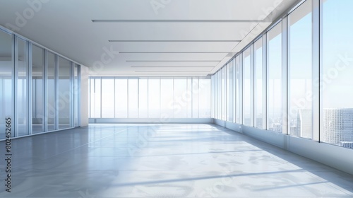 Empty office open space interior. Business conference company background hyper realistic 