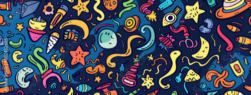 Doodle pattern with space and music elements © Mik Saar