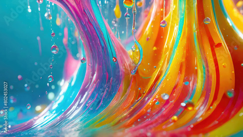 Vibrant pastel color splash and water splash background in underwater scene. photo