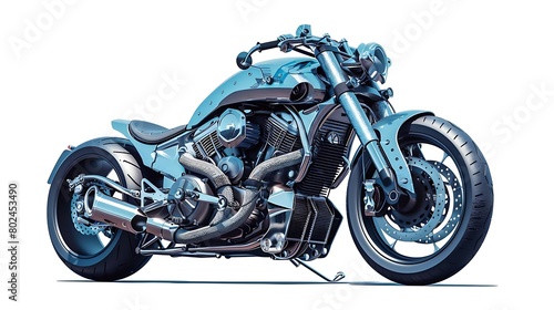 a dynamic 3D rendering of a fast bike  highlighting its sleek contours and powerful engine against a transparent background for versatile use