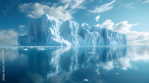 Iceberg on the water. 3d render. Global warming concept