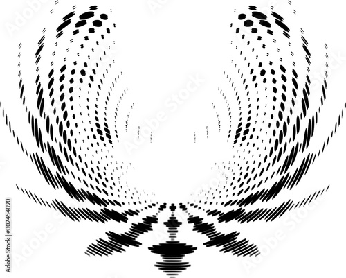 Dotted halftone revival wings with shift effect. Vector.