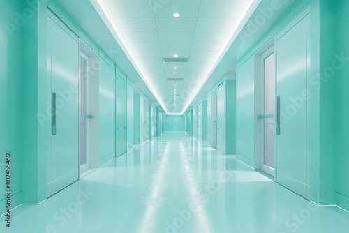 Empty modern hospital corridor