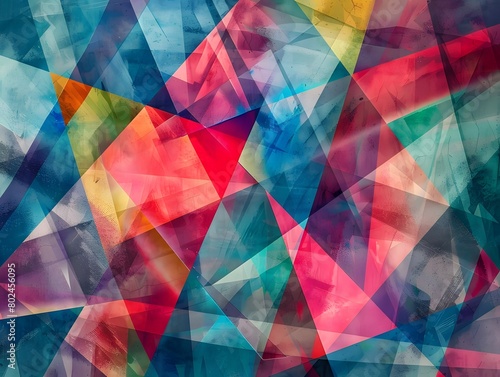 Abstract Geometric Pattern Vibrant Colors, 3D Effect