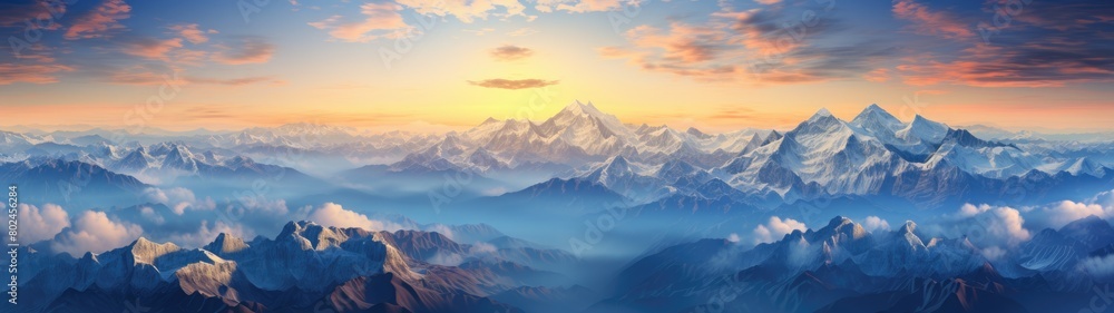Breathtaking Himalayan Mountain Landscape at Sunset