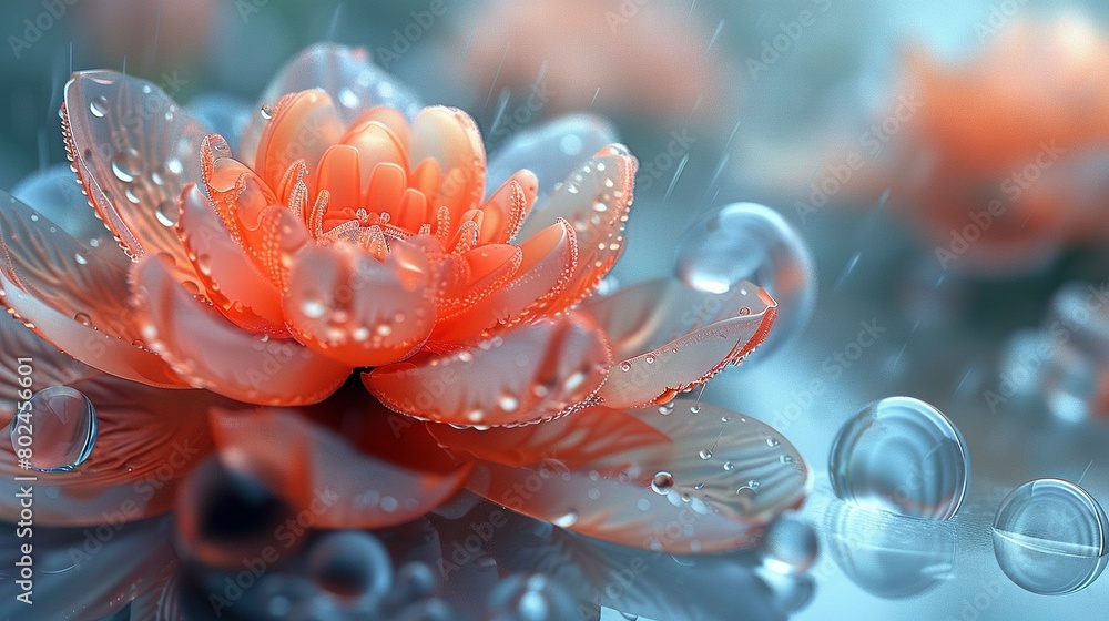 A close-up of a flower with water droplets on the petals A close-up of a flower with water droplets on the petals