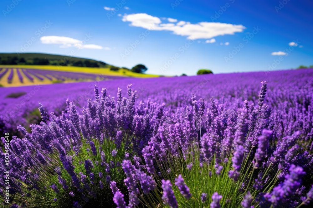 Naklejka premium Vibrant Lavender Field Landscape