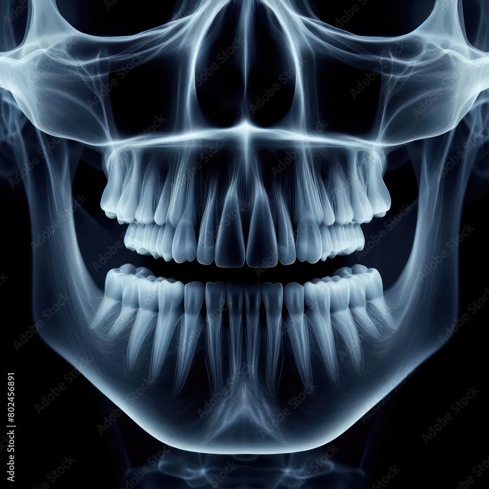 X ray Human tooth structure on a black background X ray Human tooth structure on a black background