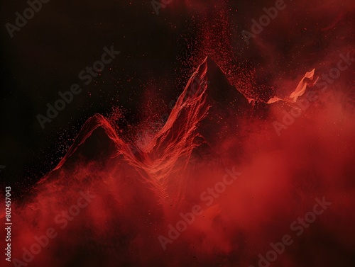 Abstract Magical Red Dust Mountains Dark Background © Valentin