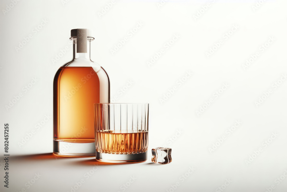 minimalistic whiskey drink isolated on white background minimalistic whiskey drink isolated on white background