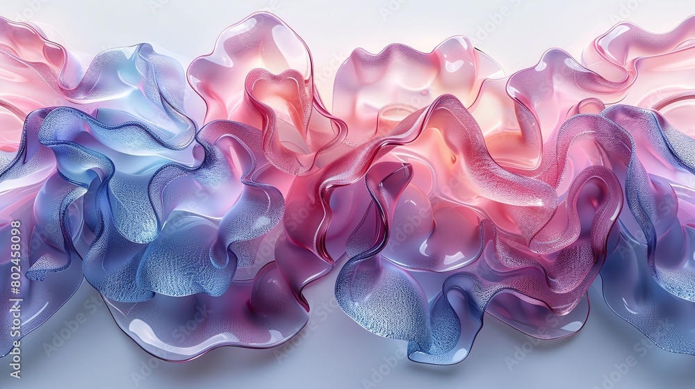 3D render, abstract background with blue and pink glass shapes on a white background, in the style of unknown artist 3D render, abstract background with blue and pink glass shapes on a white background, in the style of unknown artist