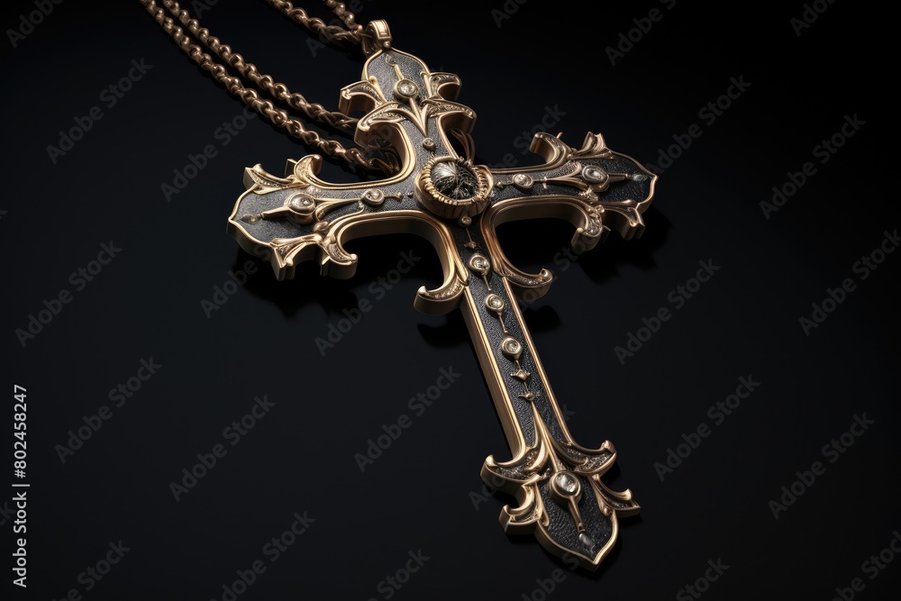 Fototapeta premium Ornate Cross Pendant on Chain