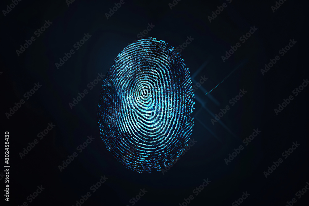 Biometric fingerprint on dark background, security concept Biometric fingerprint on dark background, security concept