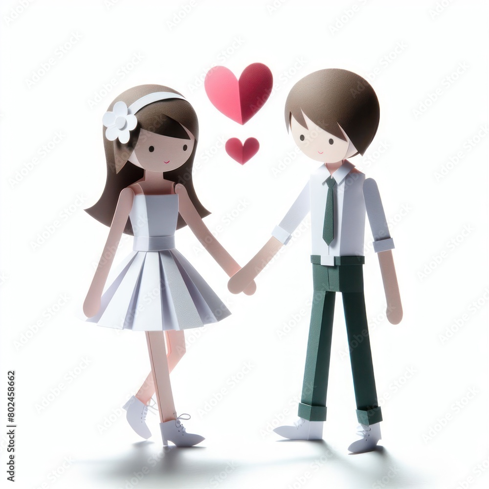 Paper Couple in Love on white background Paper Couple in Love on white background
