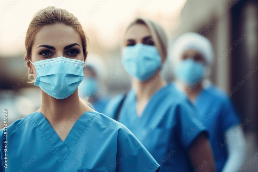 Medical professionals in protective gear