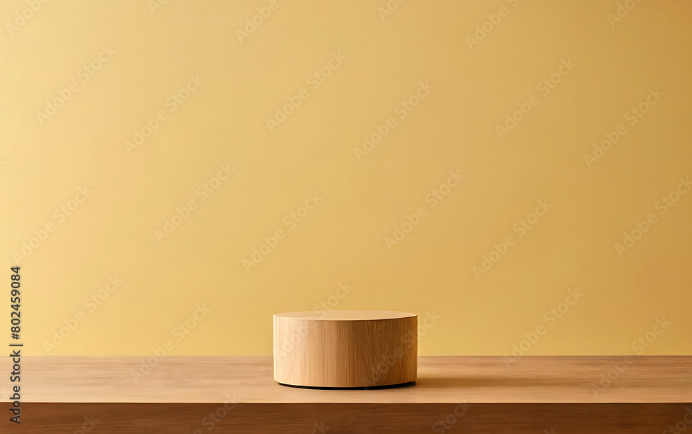 Wooden presentation podium on a yellow background. Wooden presentation podium on a yellow background.