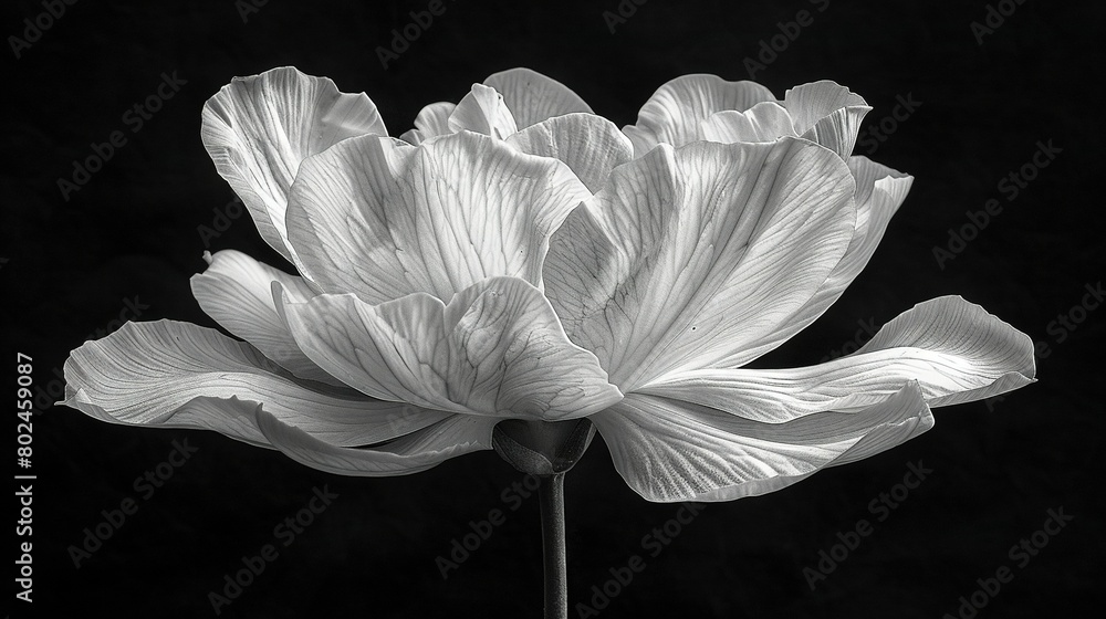 A monochrome image of a solitary flower amidst a sea of black and white A monochrome image of a solitary flower amidst a sea of black and white