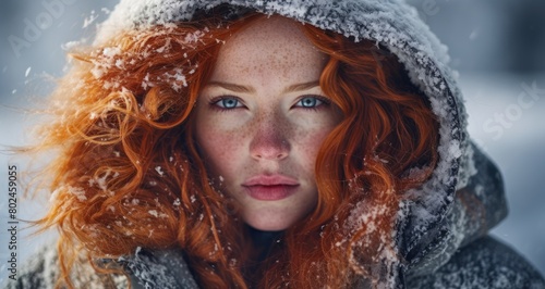 Captivating Redhead in Winter Wonderland