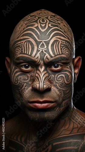 Intense Tribal Face Tattoo Portrait