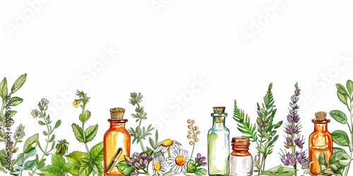 Alternative medicine with medicinal herbs background picture  