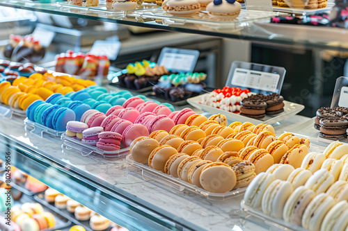 Food, dessert and bakery with macarons.