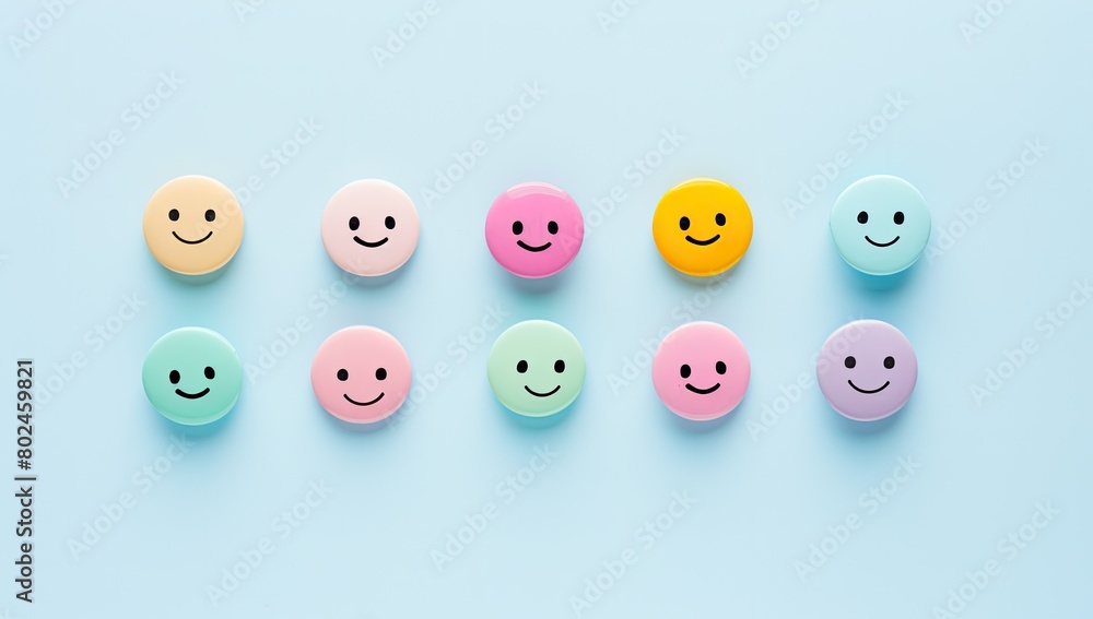 Cheerful Emoji Delight: Smiley Faces Bring Playful Charm to Background Cheerful Emoji Delight: Smiley Faces Bring Playful Charm to Background
