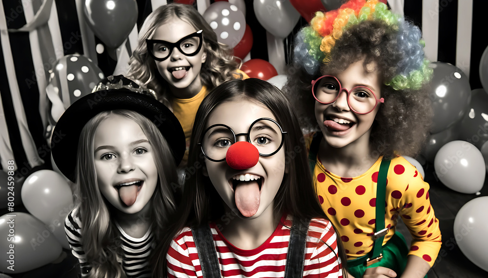 Cute Girls Making Funny Faces for Girls Glitter Costume Accessories Happy Laughter Day Cute Girls Making Funny Faces for Girls Glitter Costume Accessories Happy Laughter Day