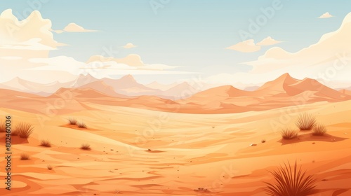 Vast Desert Landscape with Mountains