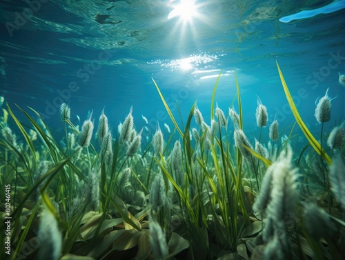 Underwater Meadow of Lush Aquatic Plants