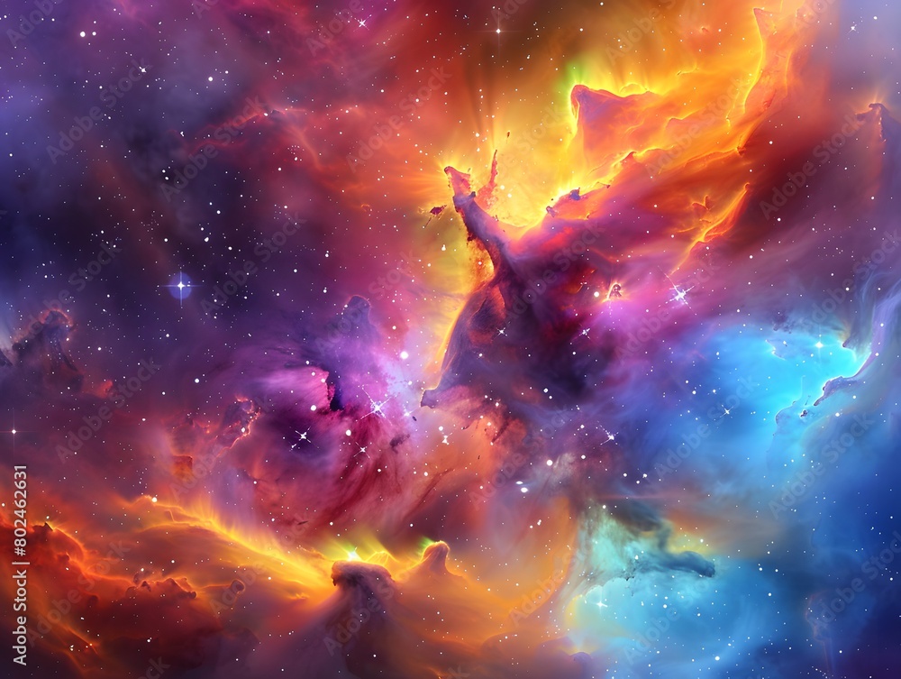 Dynamic Nebula Evolution Vibrant and Colorful Cosmic Display