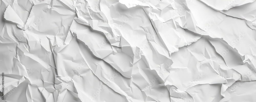 White crumpled paper texture background, white color paper