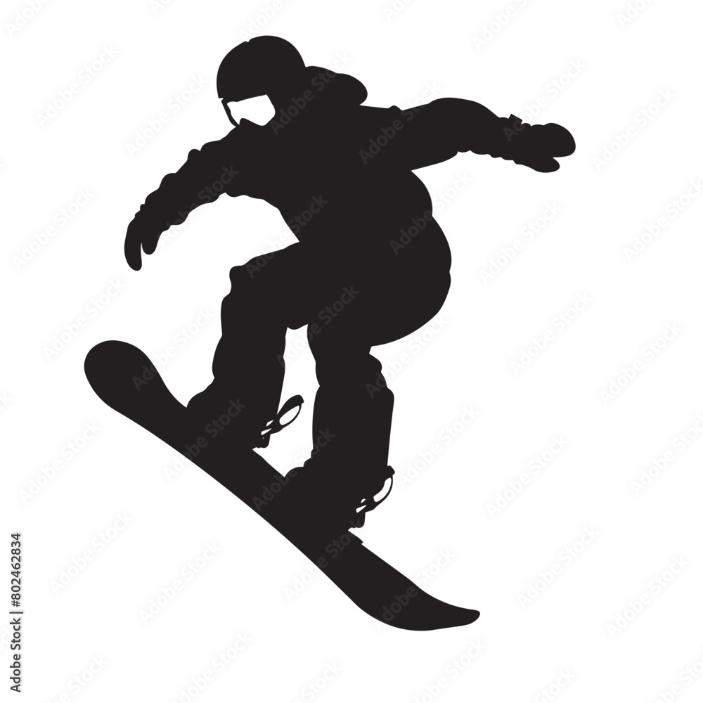 Vector silhouette of an extreme winter snowboard sports person. Flat cutout icon Vector silhouette of an extreme winter snowboard sports person. Flat cutout icon