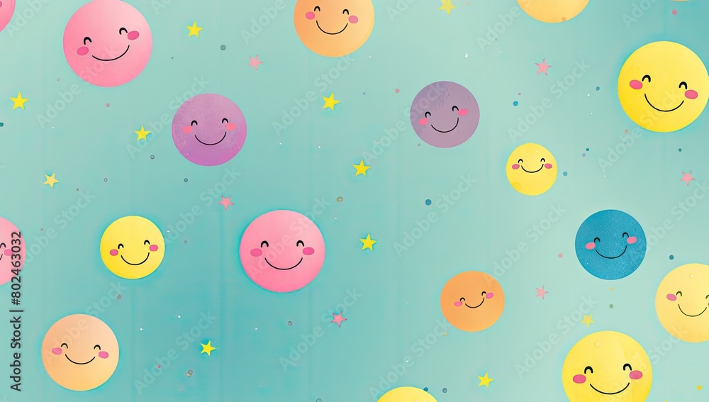 Happy Vibes Only: Bright and Colorful Emoji Background Spreads Smiles Happy Vibes Only: Bright and Colorful Emoji Background Spreads Smiles