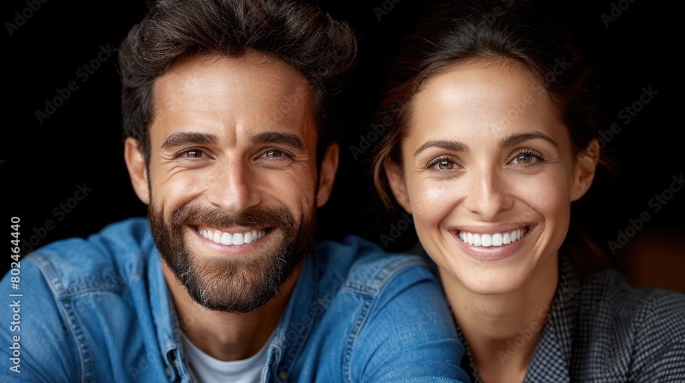 Smiling Man and Woman Posed Together Smiling Man and Woman Posed Together
