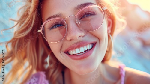 Close Up Portrait of Person Wearing Glasses photo