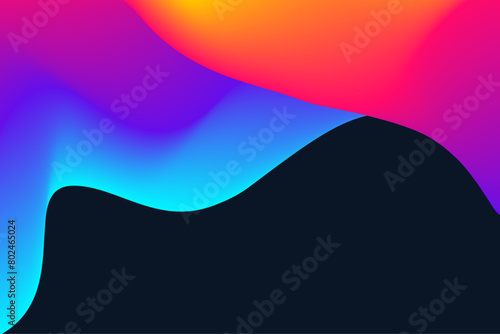 The ebb and flow of a radiant holographic gradient, with waves of neon light casting a soft glow on the dark, abstract expanse (ID: 802465024)
