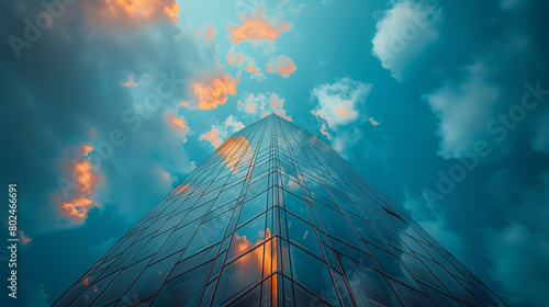 Modern Glass Building Against Cloudy Sky
