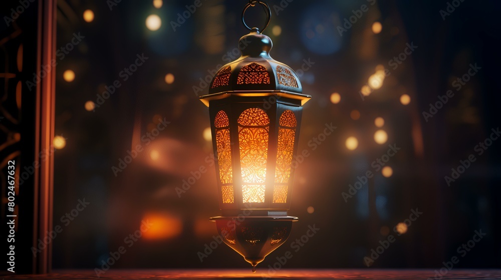 Lantern in the mosque at night. Ramadan Kareem background