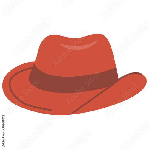 Cowboy hat icon.Western cowboy at.Wild west lothes.Wild west hat.Vector illustration.Wild west police.Isolated on white background.