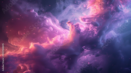 A colorful space with a purple cloud and stars © ART IS AN EXPLOSION.