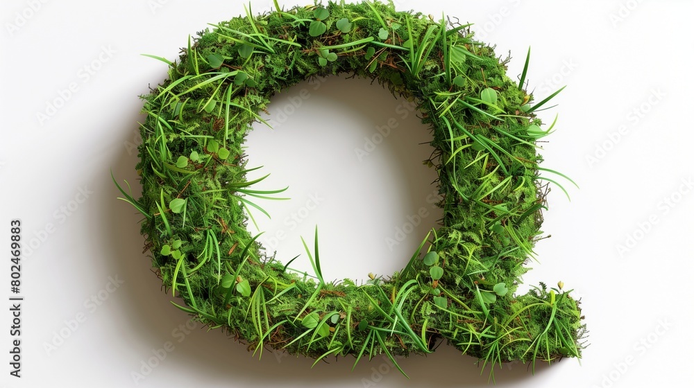 A beautiful Letter Q written with grass isolated on white. A beautiful Letter Q written with grass isolated on white.