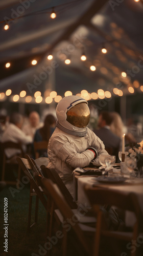 Astronaut Dining at an Elegant Outdoor Wedding