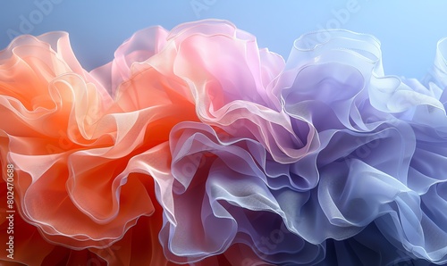 Colorful fabric ruffles in pastel colors for background or texture