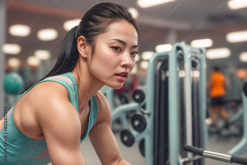 Focused Workout in a Modern Gym Focused Workout in a Modern Gym