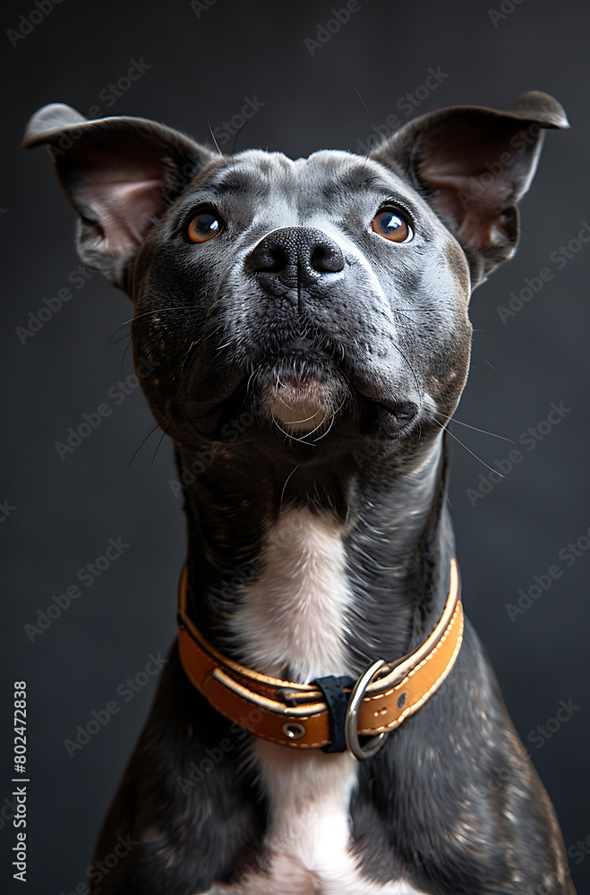 Perro American Pit bull mirando hacia arriba Perro American Pit bull mirando hacia arriba
