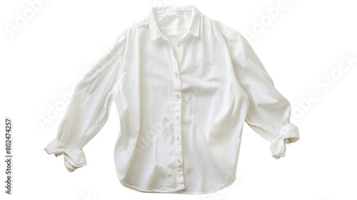 Oversized Boyfriend Shirt in Crisp White Cotton on transparent background