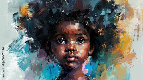 african kid with afro hair painting