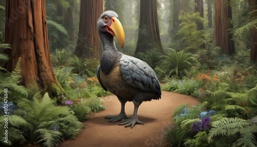 A Dodo Bird In A Garden Of Giant Redwoods photo